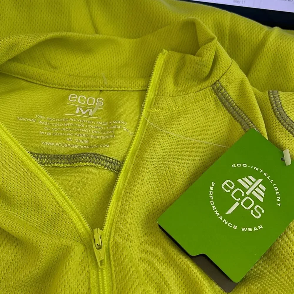 ecos Performance Wear Short Sleeve  T-Shirt Green Zipper Pockets Size  M NWT - Picture 5 of 9
